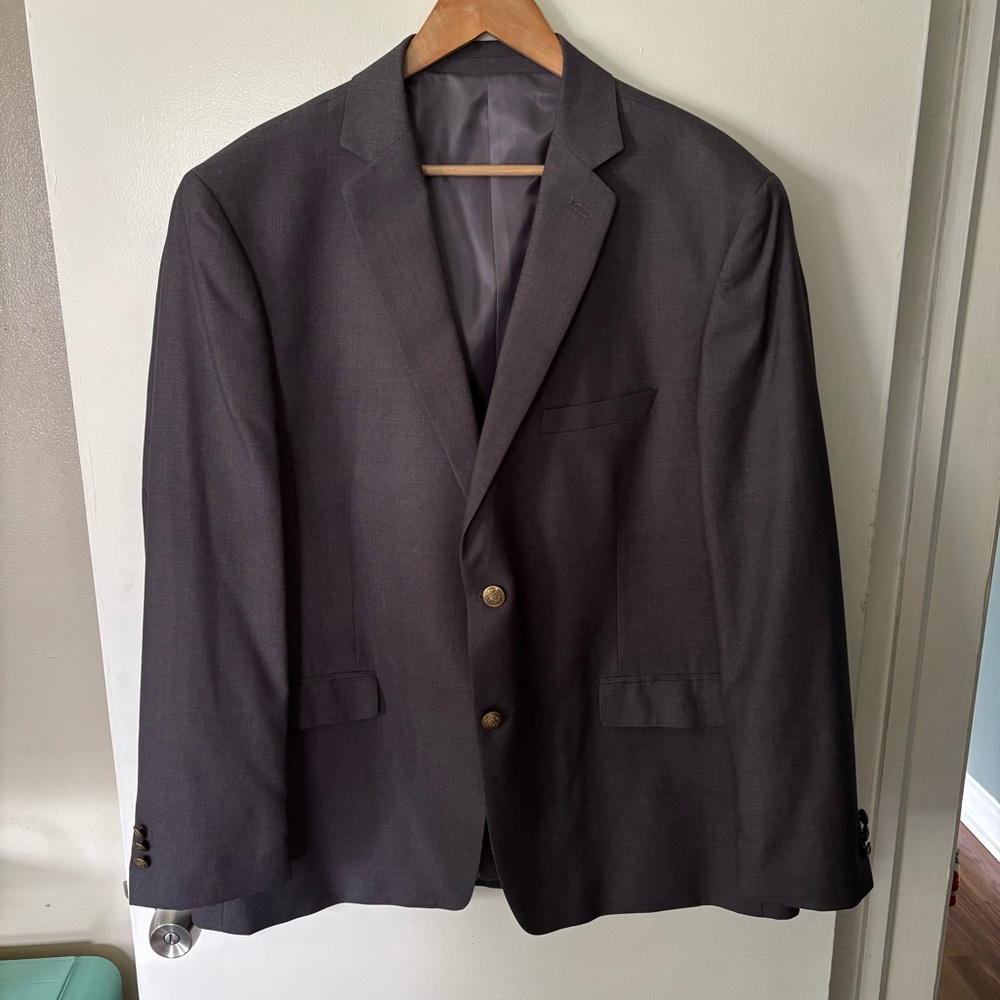 Architect mens 46R solid gray single breasted 2 button notch lapel‎ blazer